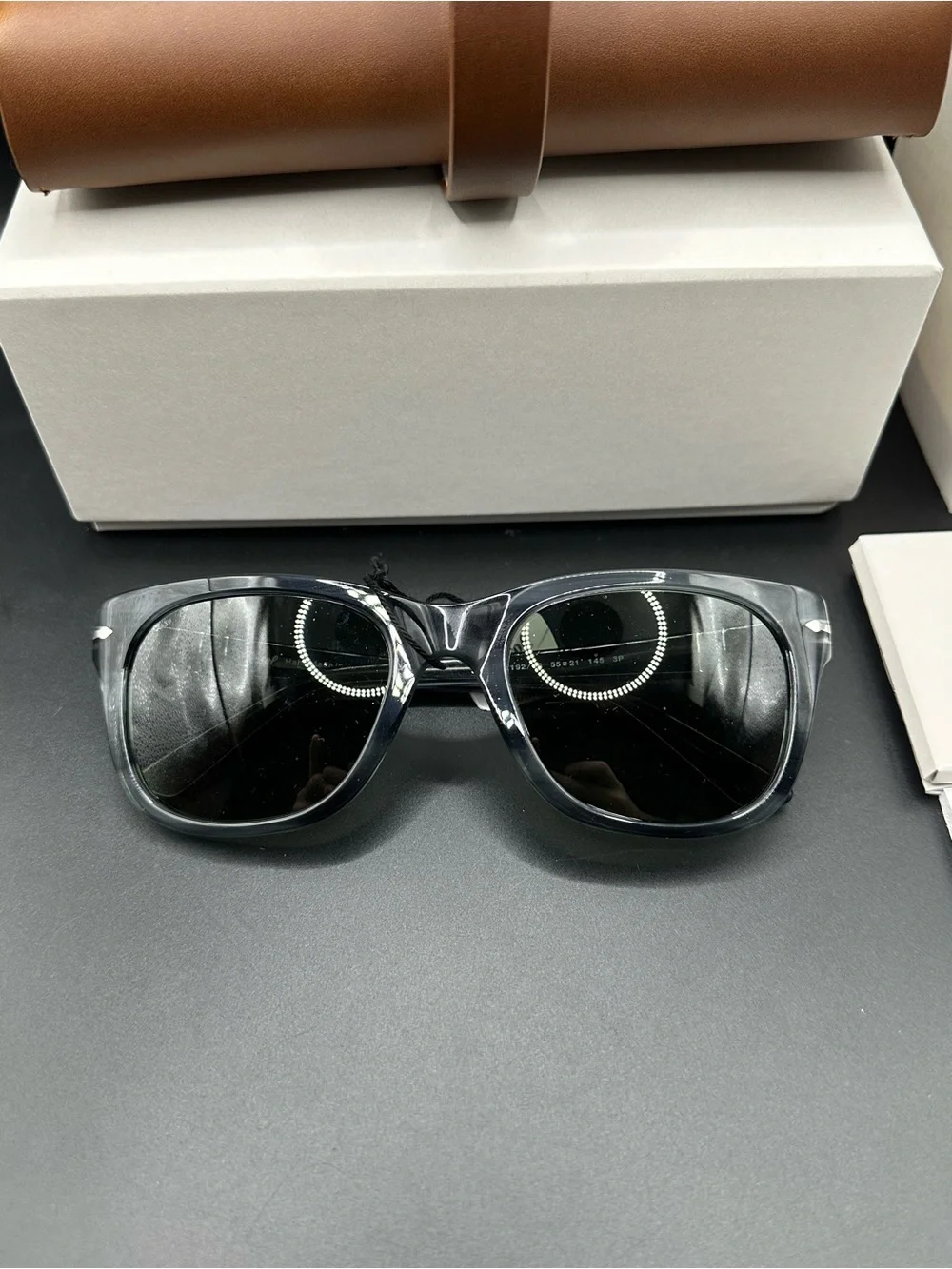 Persol Smoke Gray Acetate Polarized Sunglasses NWOT Full Presentation